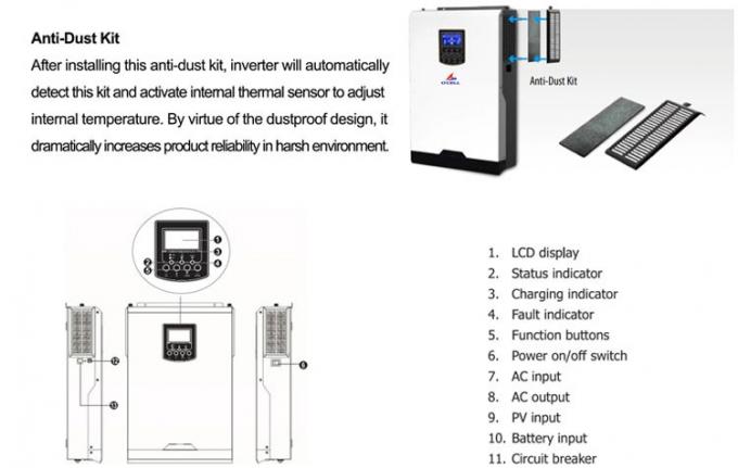 5kw 5000w Off Grid Solar Hybrid Inverter MPPT Battery for ESS