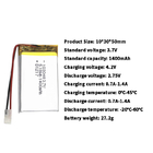 ODM Rechargeable Lithium Polymer 1400mah 3.7 V Lipo Battery For GBA Device