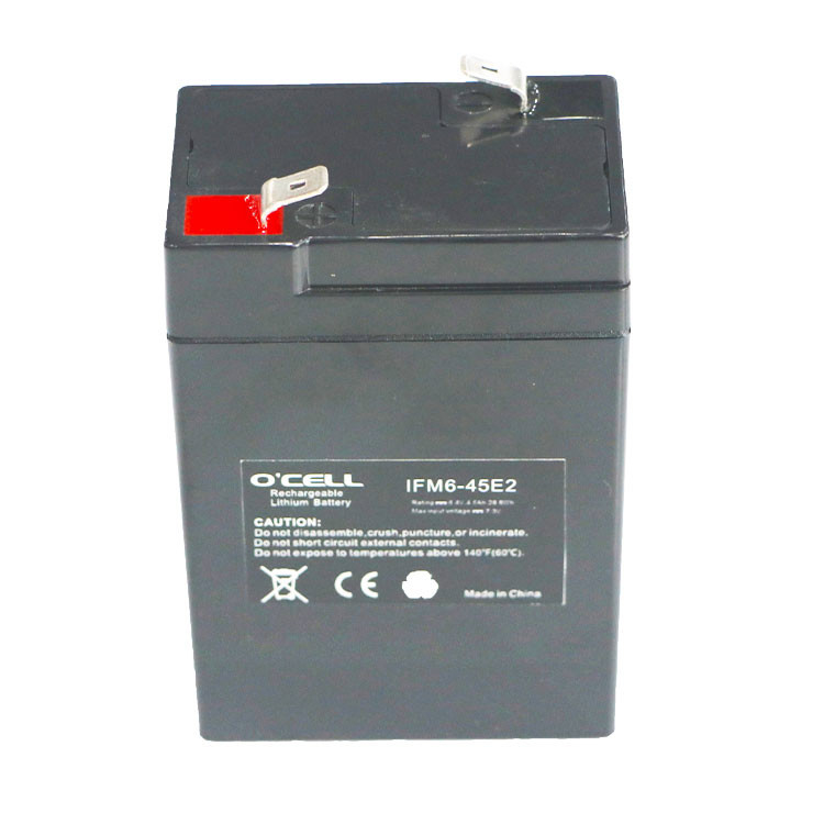 Lithium LiFePo4 Li Ion 18650 Battery Pack 6V Black Case Pack For UPS